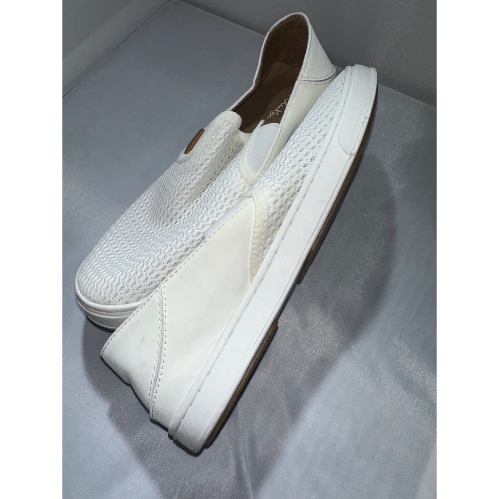 OluKai Pehuea Womens 7.5 White Mesh Slip On Sneakers 20271-WBWB Drop-In Heel - Picture 8 of 8